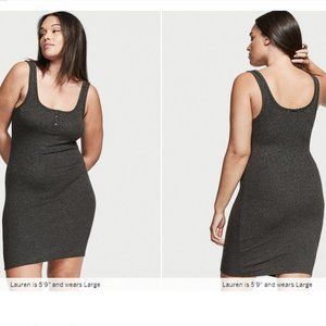 VS XL Ribbed Modal Tank Sleepshirt Charcoal Heather Grey Nightgown So Comfy NWT